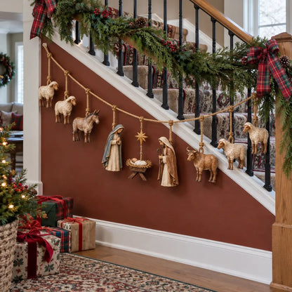 🔥 50% off | ✝️🎄 Handmade wooden garland with nativity scene