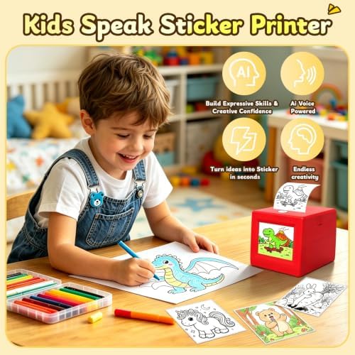 AI Voice Sticker Printer for Kids – Inkless Portable Mini Sticker Maker