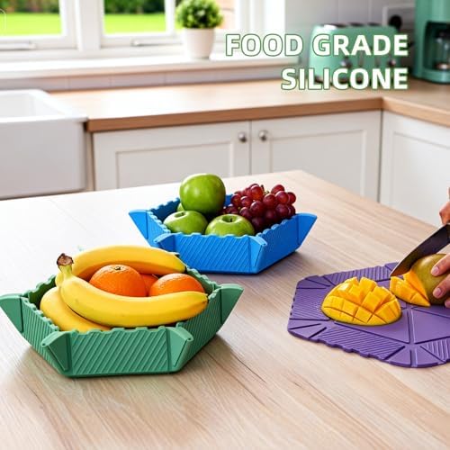 Magnetic Folding Silicone Tray – Collapsible Snack Container, Fruit Holder and Heat-Resistant Mat