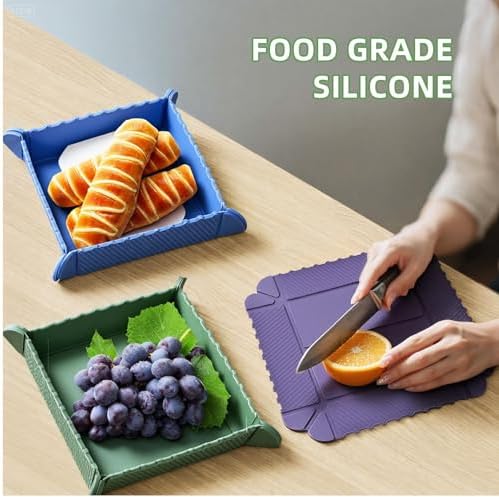 Magnetic Folding Silicone Tray – Collapsible Snack Container, Fruit Holder and Heat-Resistant Mat