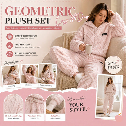🍂 Embossed Geometric Plush Set – Timeless Comfort & Effortless Style For Every Occasion🍂