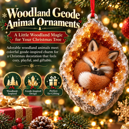 🎄 Woodland Geode Animal Ornaments – Tiny Christmas Friends Hidden in Crystal Magic