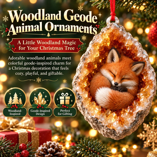 🎄 Woodland Geode Animal Ornaments – Tiny Christmas Friends Hidden in Crystal Magic