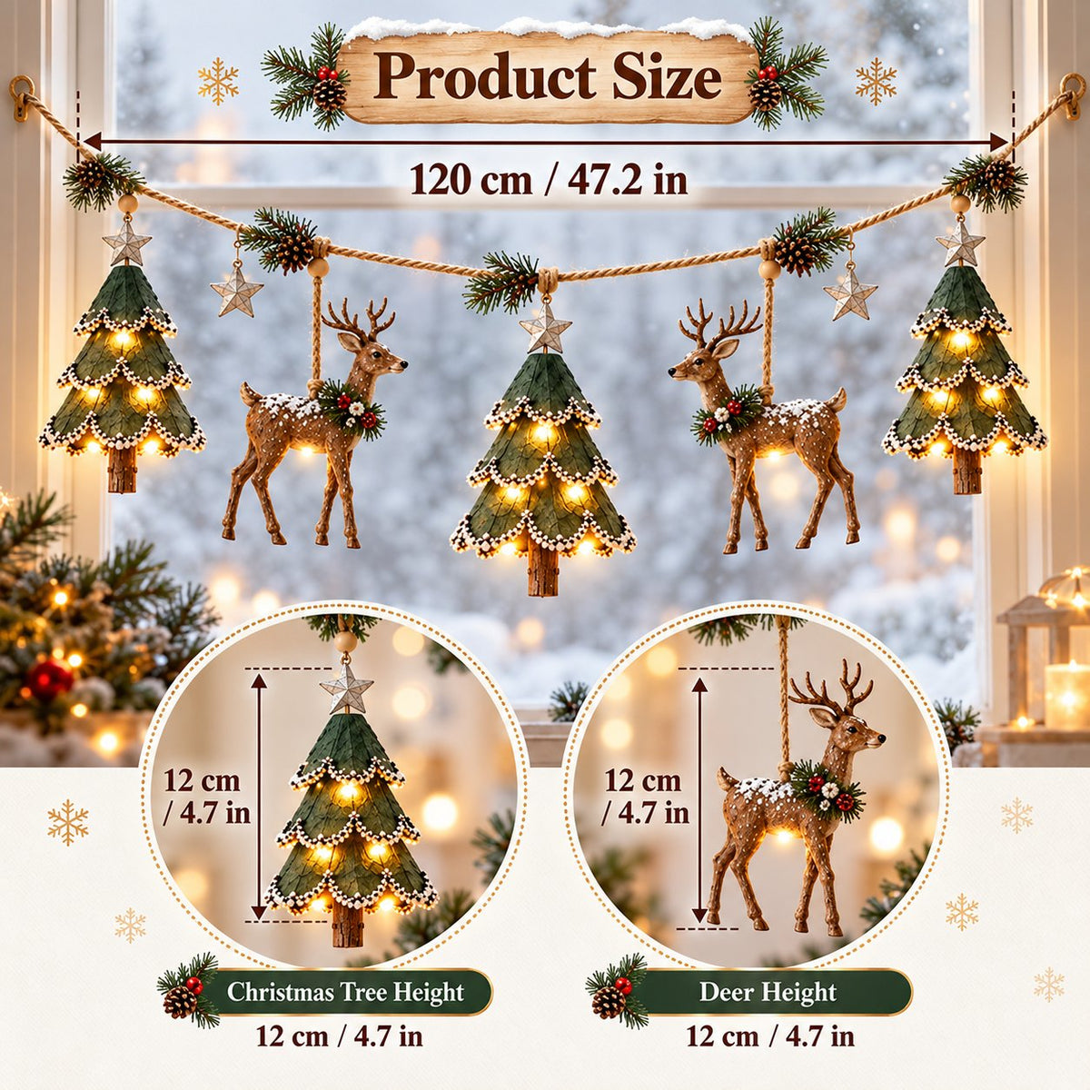🎄Lighted Woodland Christmas Garland🦌
