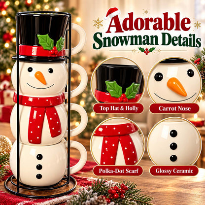 TYII™ Christmas Stackable Ceramic Mugs – Festive Holiday Drinkware & Gift Set