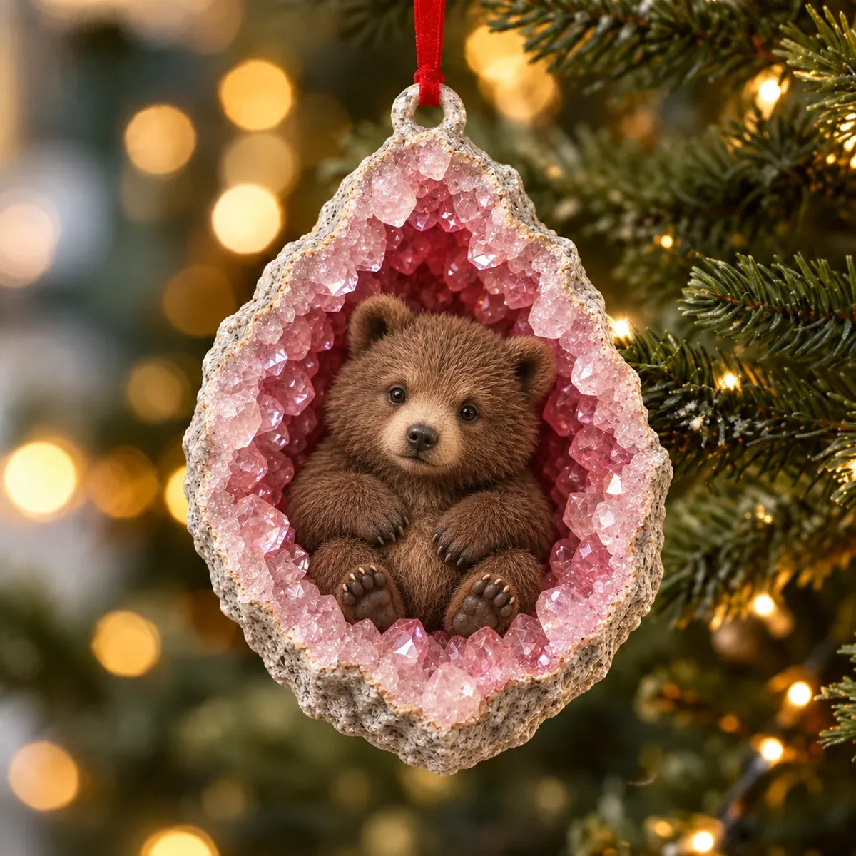 🎄 Woodland Geode Animal Ornaments – Tiny Christmas Friends Hidden in Crystal Magic
