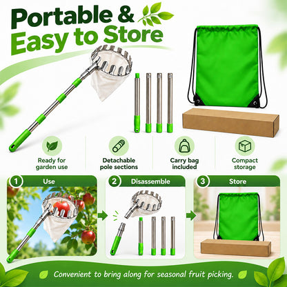 📢📢50% OFF !! ⏰Fruit Picker Head Basket – Durable Design, Easy Attach & Perfect for Reaching High Branches Without a Ladder 🌳