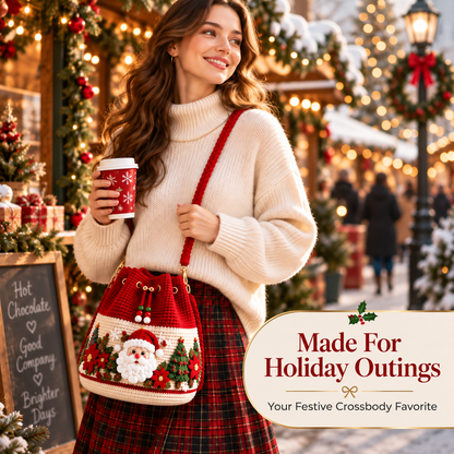 🎄Christmas Crochet Bucket Bag ✨ Festive Crossbody Holiday Purse