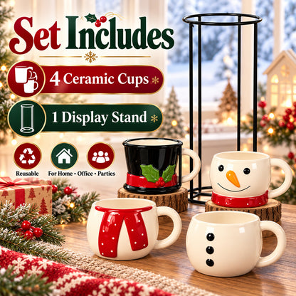 TYII™ Christmas Stackable Ceramic Mugs – Festive Holiday Drinkware & Gift Set