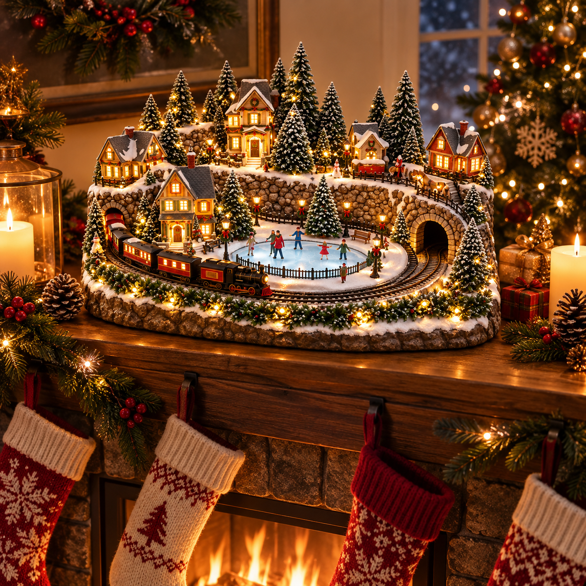 🚞💡 49% OFF Today! ✨ Magical Christmas Train & Skating Rink – Bring Holiday Magic Home! ✨