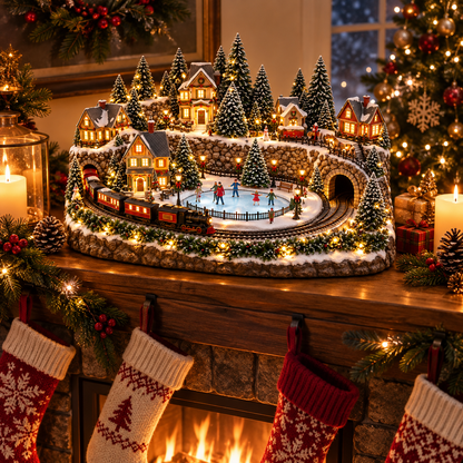 🚞💡 49% OFF Today! ✨ Magical Christmas Train & Skating Rink – Bring Holiday Magic Home! ✨