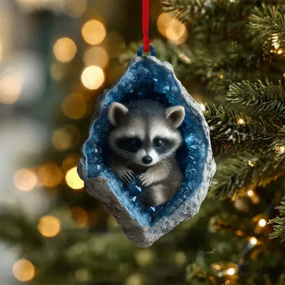 🎄 Woodland Geode Animal Ornaments – Tiny Christmas Friends Hidden in Crystal Magic