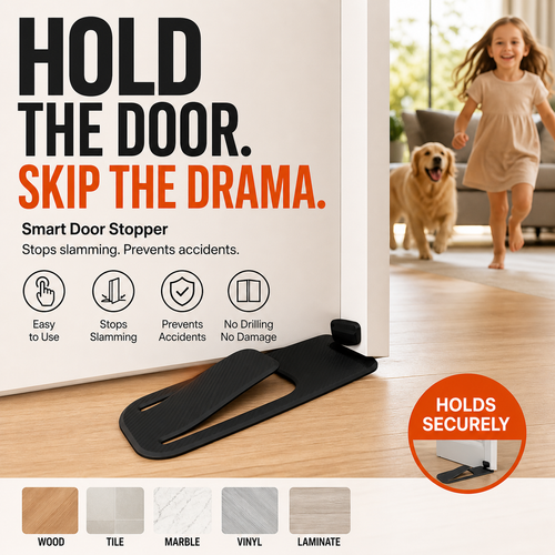 🚪 2-Pack Door Stopper Protector – No-Drill, Easy Door Holder 🏠✨