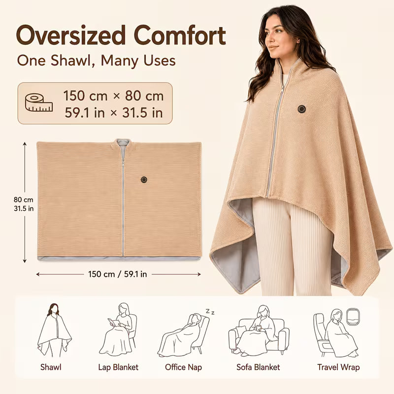 Wearable heated shawl size chart