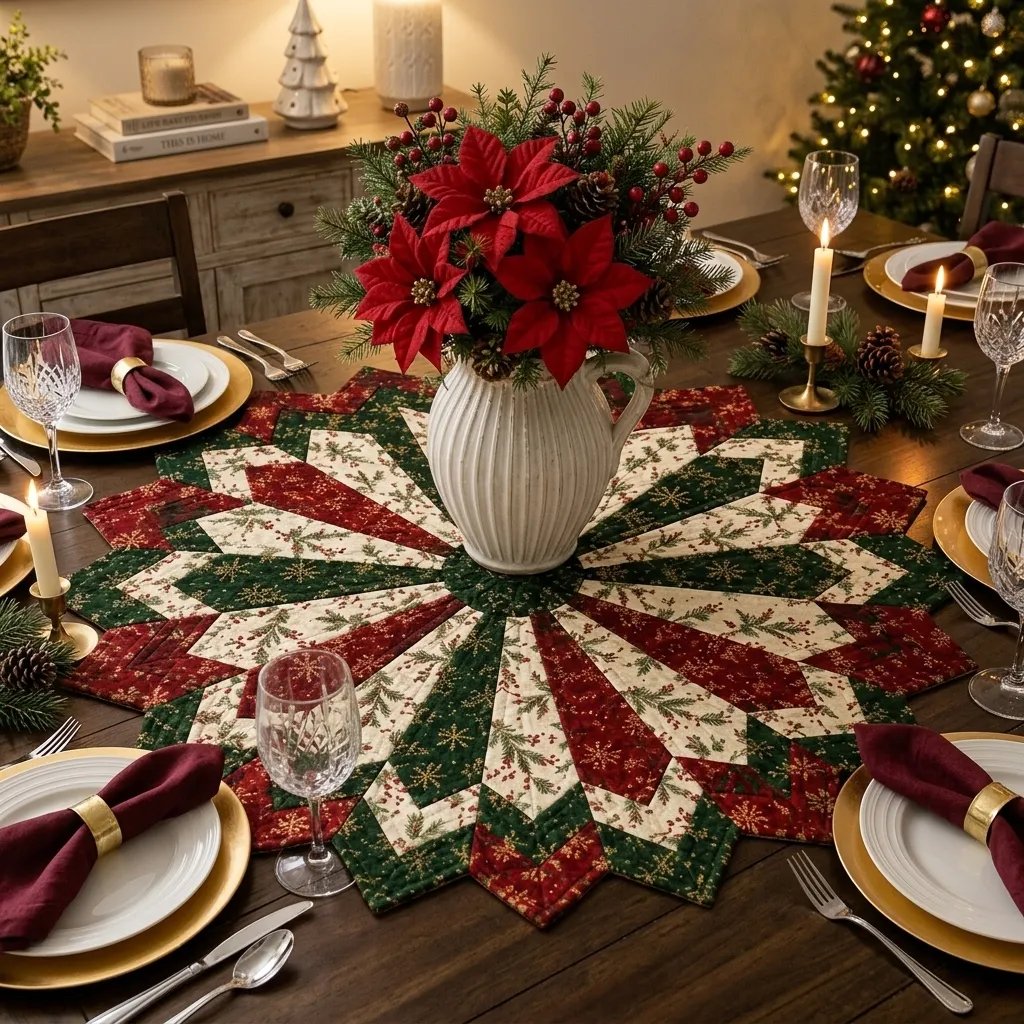 ✨ Quilting-Schablonenset „Holiday Star“ für Tischläufer