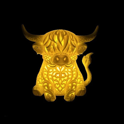 🐮 Highland Cow Tea Light Holder – Adorable Rustic Farmhouse Decor