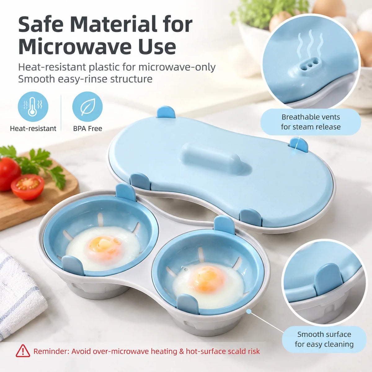 💥🥚Multi‑Function Microwave Egg Cooker Steamer Box With Lid