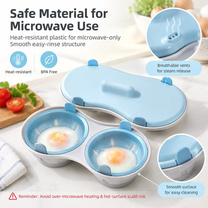 💥🥚Multi‑Function Microwave Egg Cooker Steamer Box With Lid