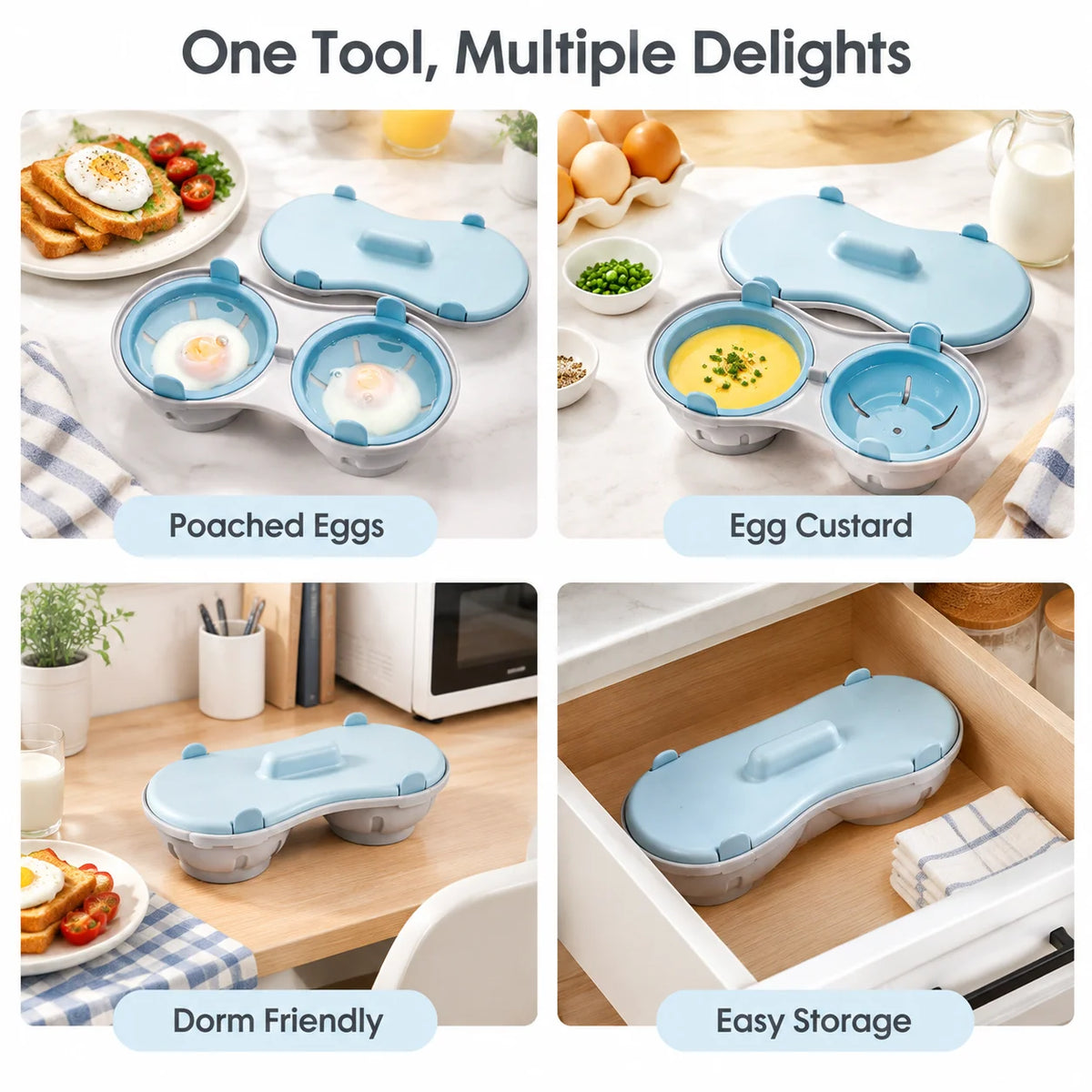 💥🥚Multi‑Function Microwave Egg Cooker Steamer Box With Lid