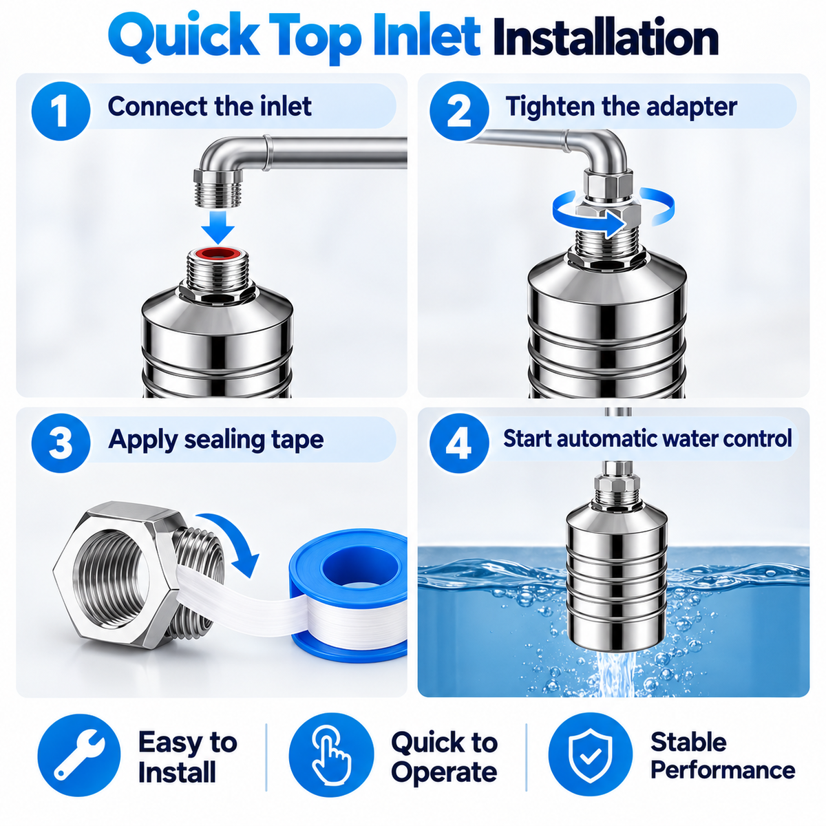 Auto Shutoff Float Valve for Water Tank