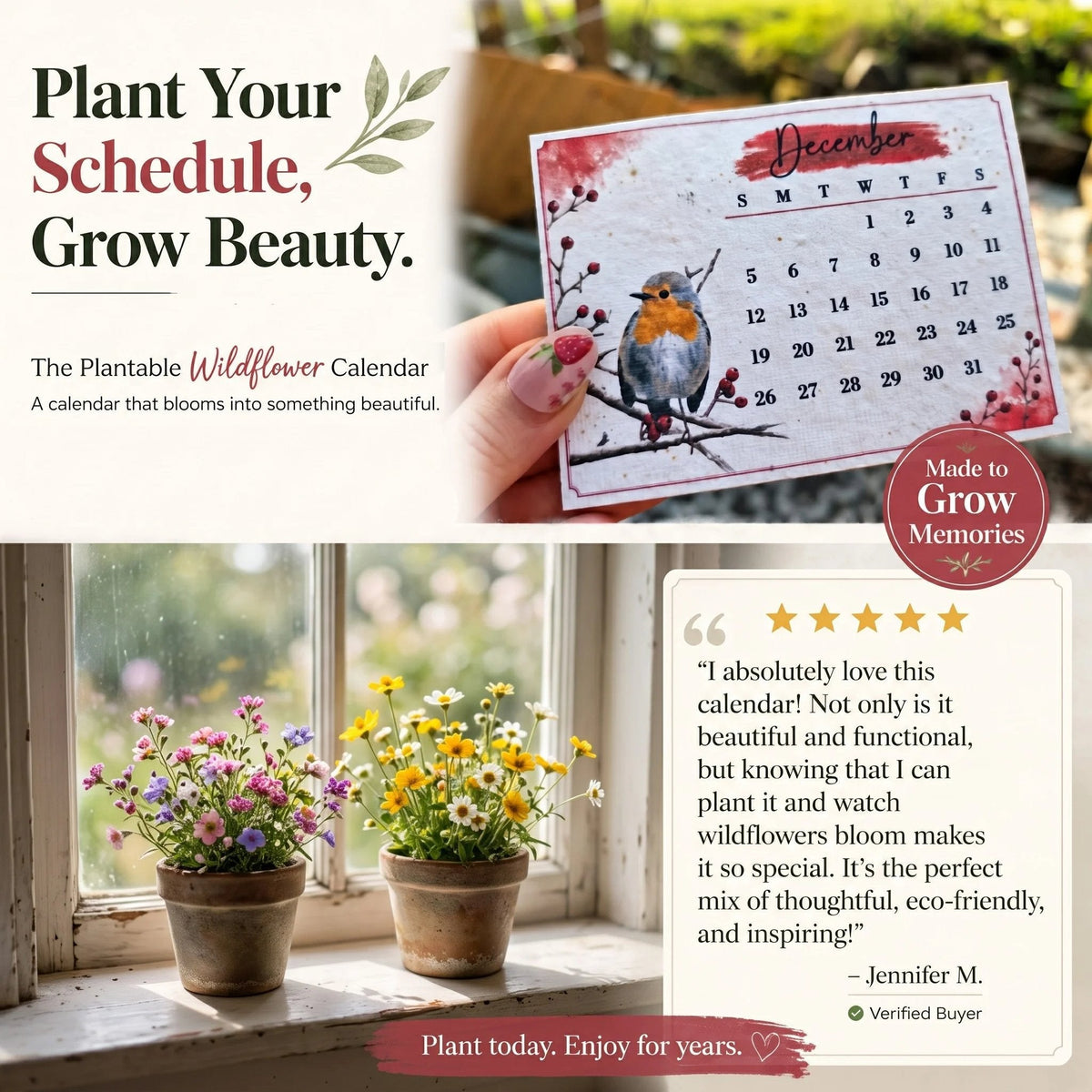 🌱Plantable Wildflower Calendar 2027 – Seed Paper Desk Calendar🌸