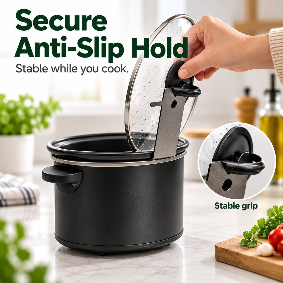 🔥Multifunctional Anti-Slip Cooker Lid Stand - Space-Saving Kitchen Counter Organizer