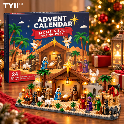 TYII™ 24-Day Nativity Building Blocks Advent Calendar – Christmas Jesus Birth Scene Countdown Building Set