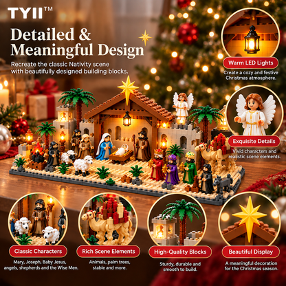 TYII™ 24-Day Nativity Building Blocks Advent Calendar – Christmas Jesus Birth Scene Countdown Building Set