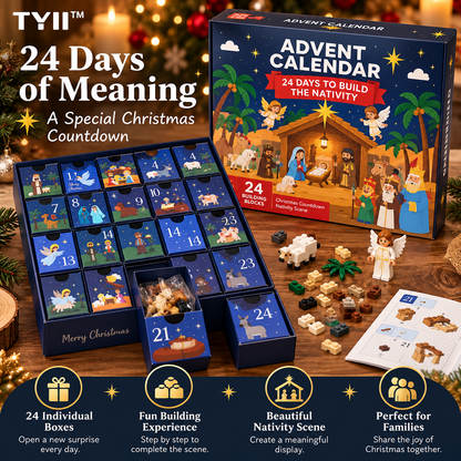TYII™ 24-Day Nativity Building Blocks Advent Calendar – Christmas Jesus Birth Scene Countdown Building Set