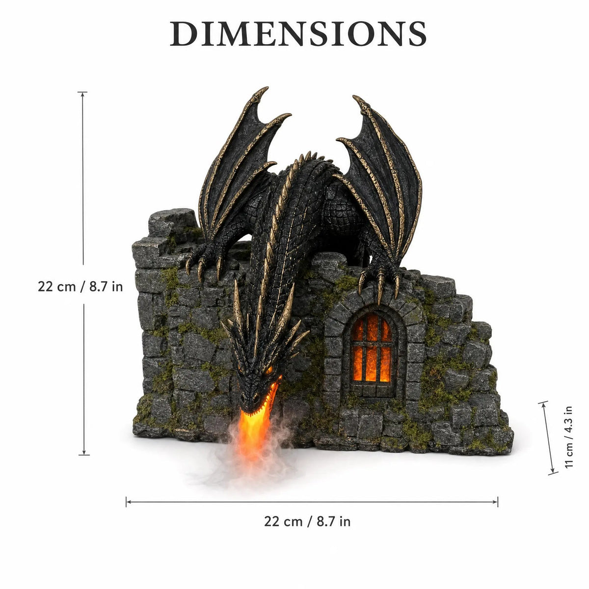 🐉 Dragon Diffuser with LED Glow & Remote Control – USB-Powered Fantasy Shelf Decor