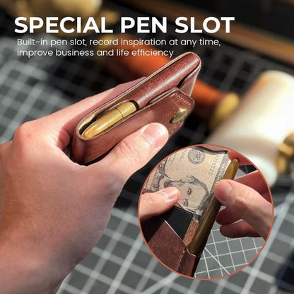 Tyiimax™ Vintage Leather Wallet with Pen Slot