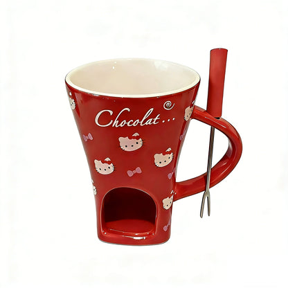 Mini Ceramic Fondue Mug Set with Fork