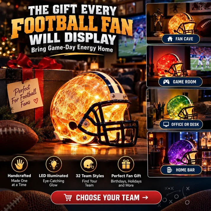 🎁 Handmade Football Helmet Lamp – LED Team Fan Cave Light with 32 Team Styles