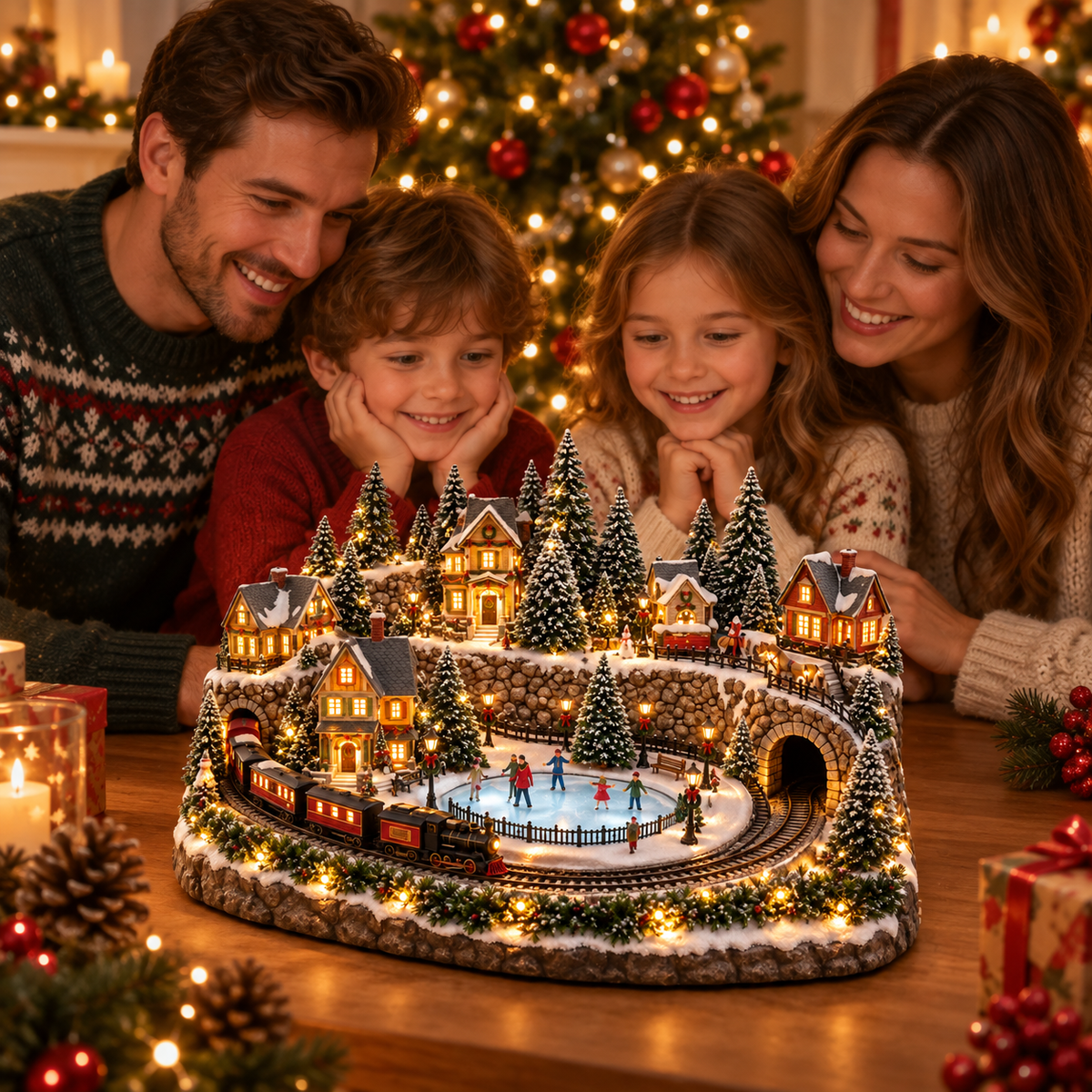 🚞💡 49% OFF Today! ✨ Magical Christmas Train & Skating Rink – Bring Holiday Magic Home! ✨