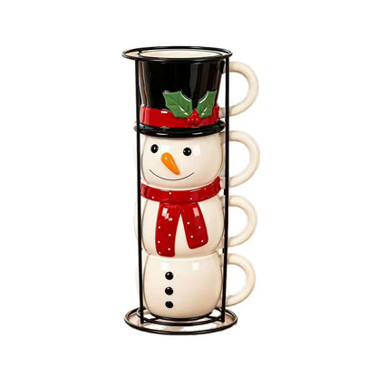 TYII™ Christmas Stackable Ceramic Mugs – Festive Holiday Drinkware & Gift Set