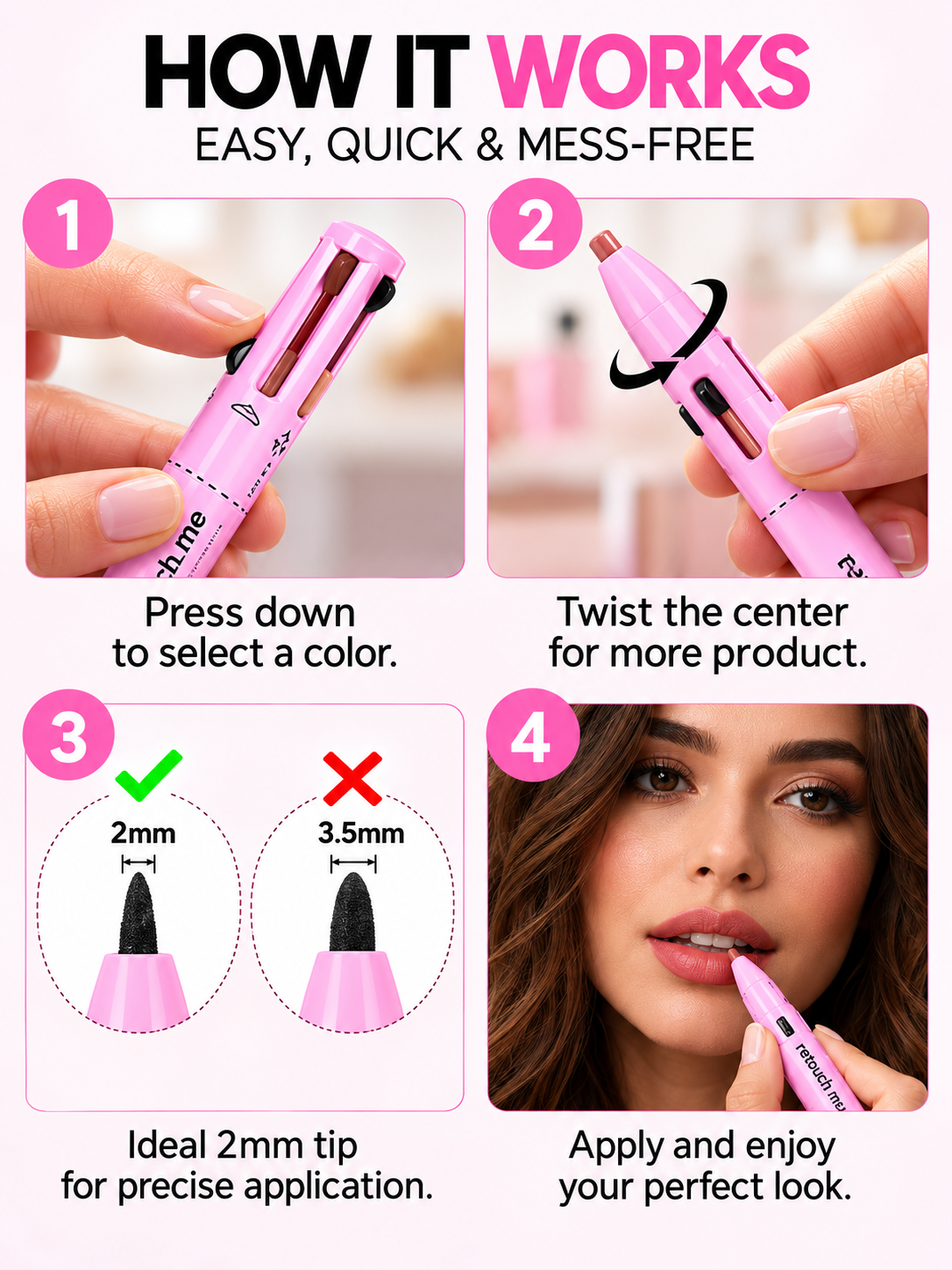 4-in-1 Beauty Pencil | Long-lasting Makeup Pen