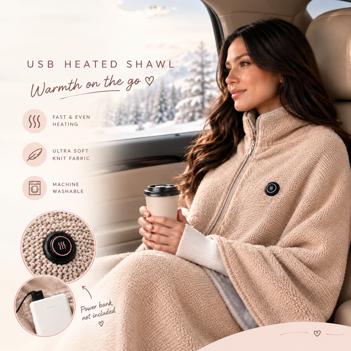 Cozy wearable heated shawl