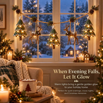 🎄Lighted Woodland Christmas Garland🦌