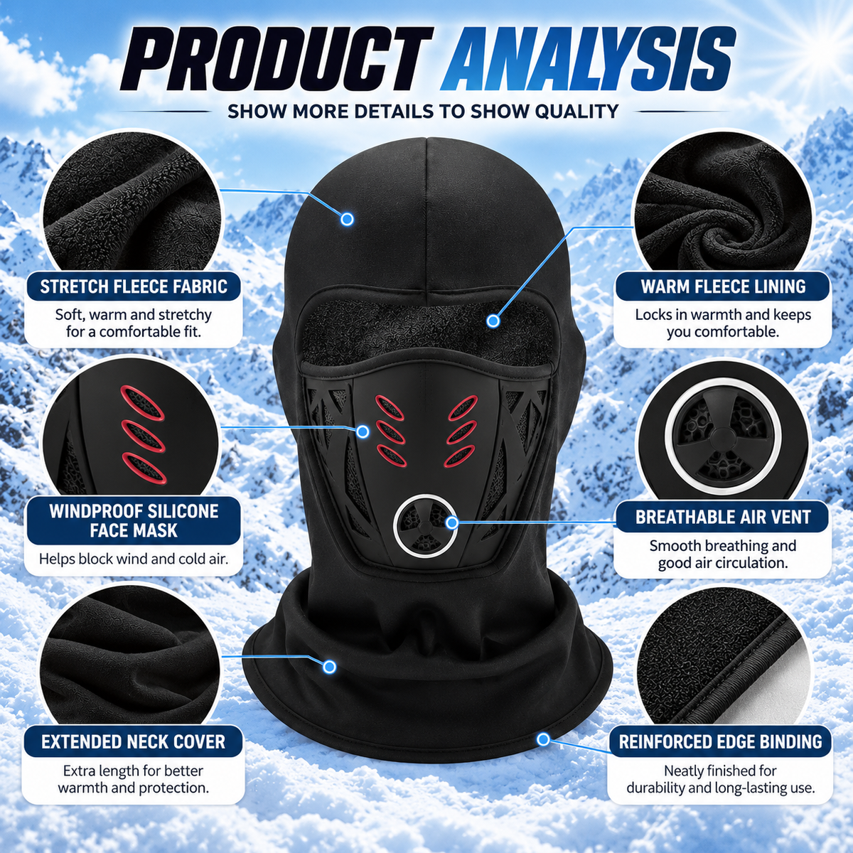 Winter Windproof Balaclava – Water-Resistant Full Face Mask for Cycling, Skiing & Motorcycling