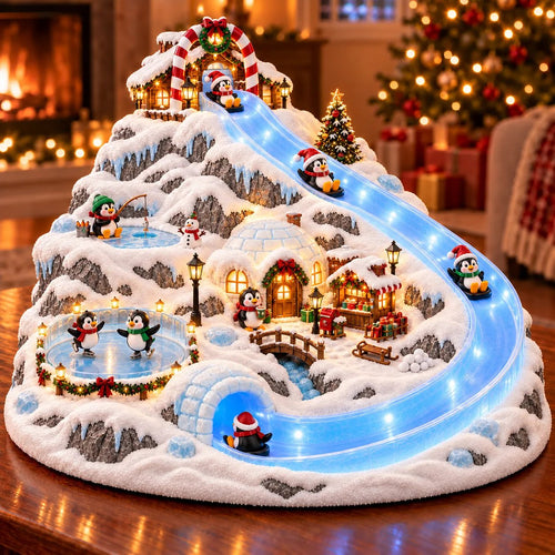 🐧❄️Penguin Christmas Sliding Village – Animated Penguins & Glowing Winter Wonderland🎄✨