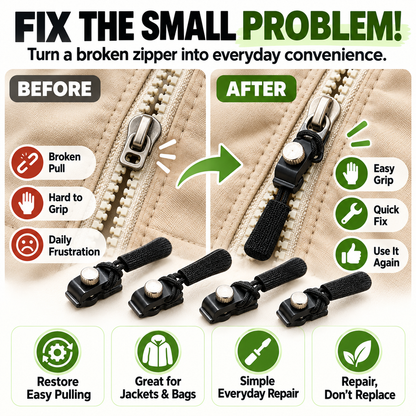 🔧 Zipper Pull Replacement Kit – Fix Broken Zipper Tabs in Minutes ✨