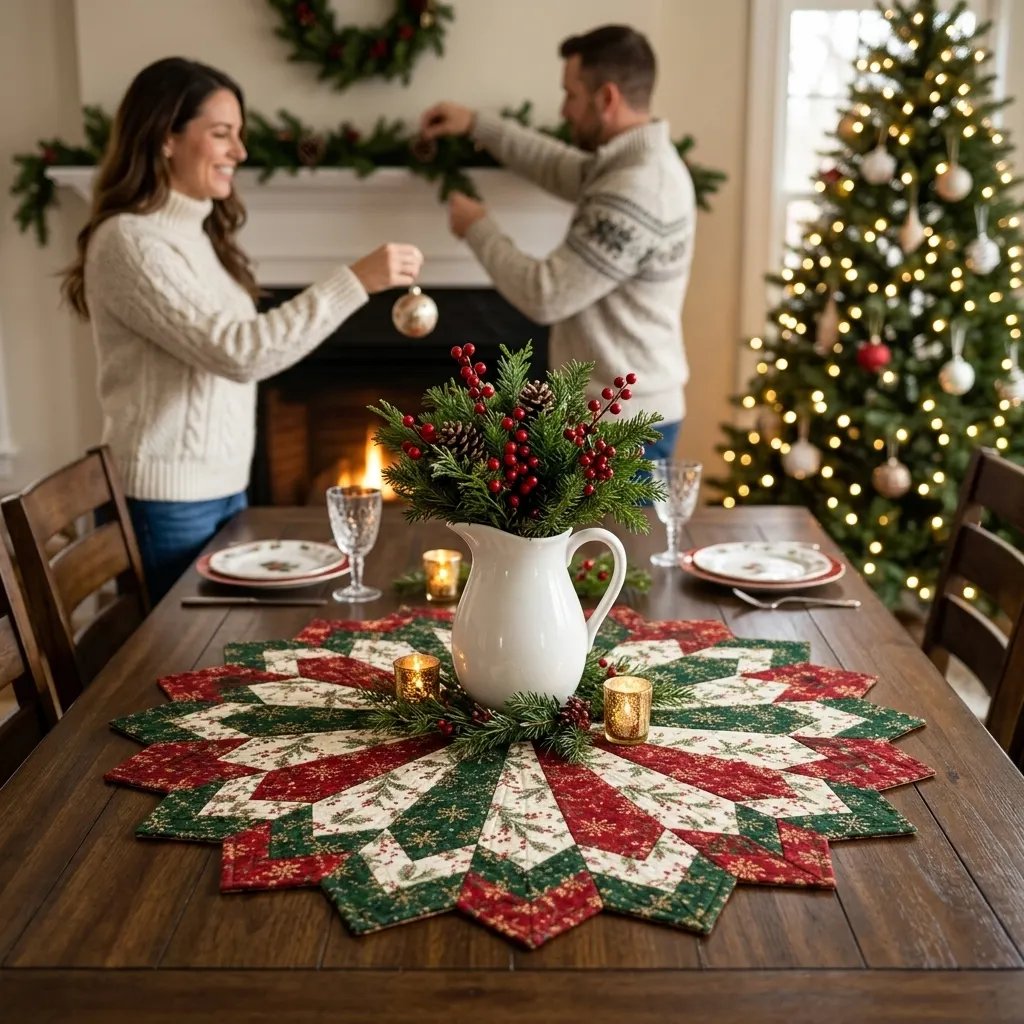 ✨ Quilting-Schablonenset „Holiday Star“ für Tischläufer