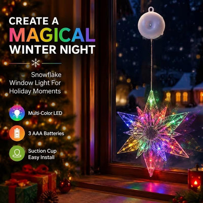 🎄❄️ DIY Christmas Snowflake Suction Cup LED Lights ✨ | Battery Operated, Warm & Multi-Colour, Window Suction Lights, Christmas Home & Party Decor