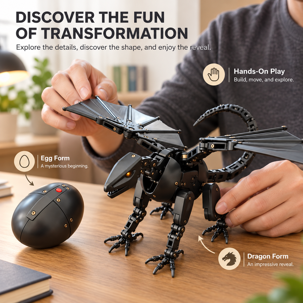 🔥DragonMorph – Egg to Dragon Transforming Mechanical Toy