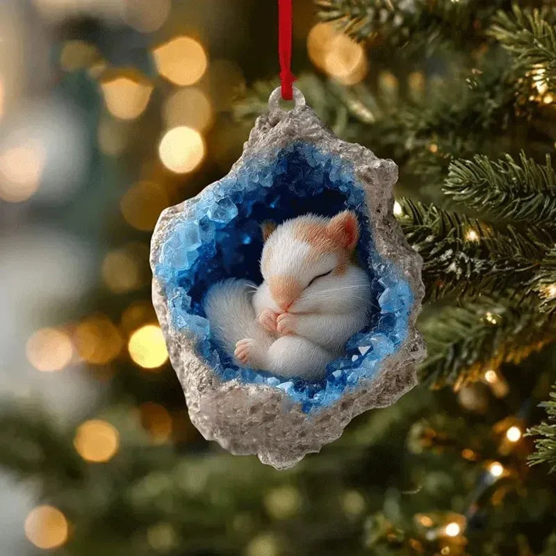 🎄 Woodland Geode Animal Ornaments – Tiny Christmas Friends Hidden in Crystal Magic