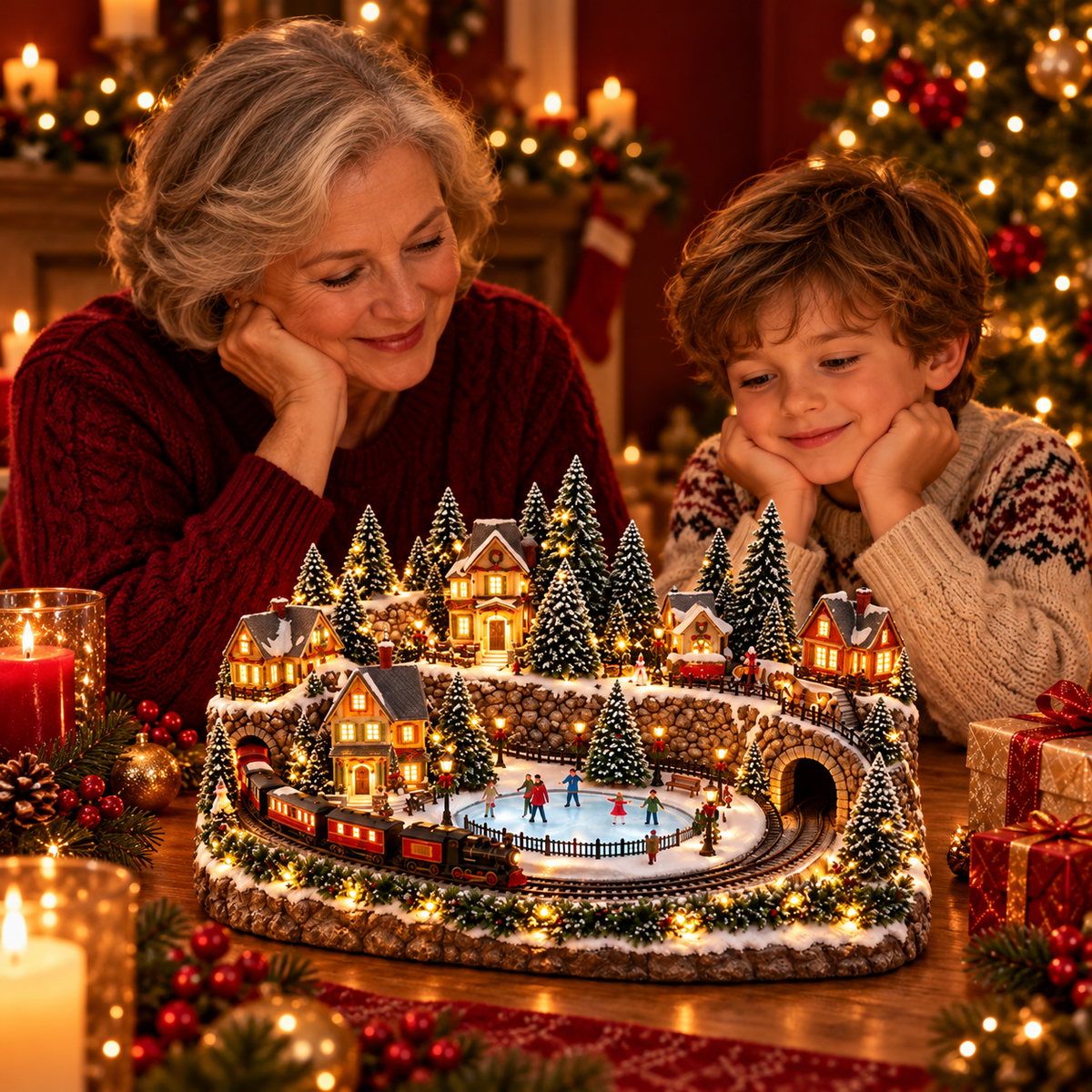 🚞💡 49% OFF Today! ✨ Magical Christmas Train & Skating Rink – Bring Holiday Magic Home! ✨