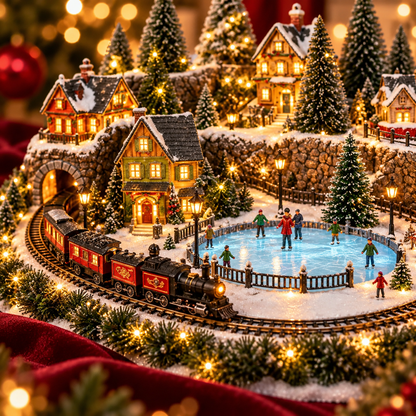 🚞💡 49% OFF Today! ✨ Magical Christmas Train & Skating Rink – Bring Holiday Magic Home! ✨