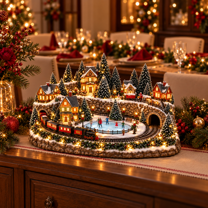 🚞💡 49% OFF Today! ✨ Magical Christmas Train & Skating Rink – Bring Holiday Magic Home! ✨