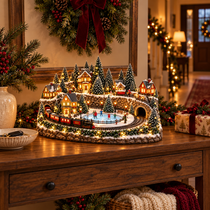 🚞💡 49% OFF Today! ✨ Magical Christmas Train & Skating Rink – Bring Holiday Magic Home! ✨