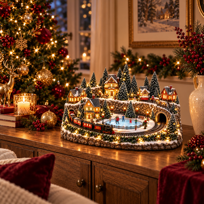 🚞💡 49% OFF Today! ✨ Magical Christmas Train & Skating Rink – Bring Holiday Magic Home! ✨